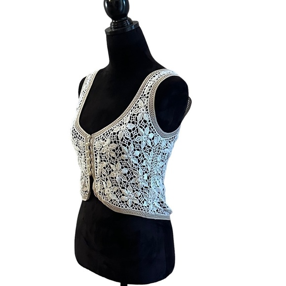 Nougat London Crochet Cropped Tank Vest Boho 2 - Picture 2 of 9